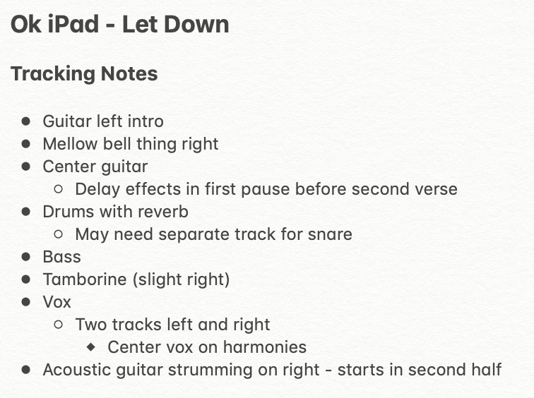 Let Down tracking notes in Apple Notes